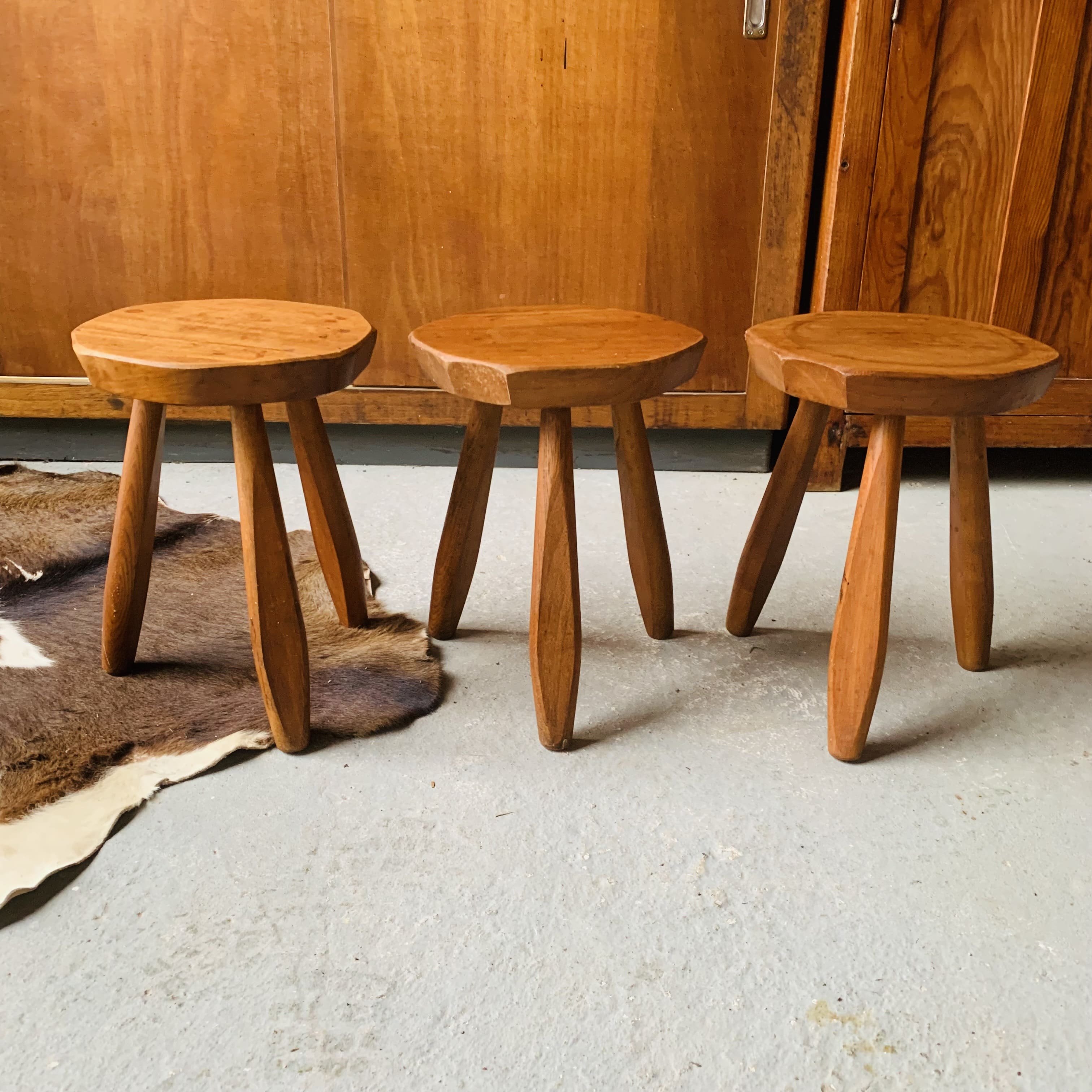 Set of 3 stools, brutalist current
