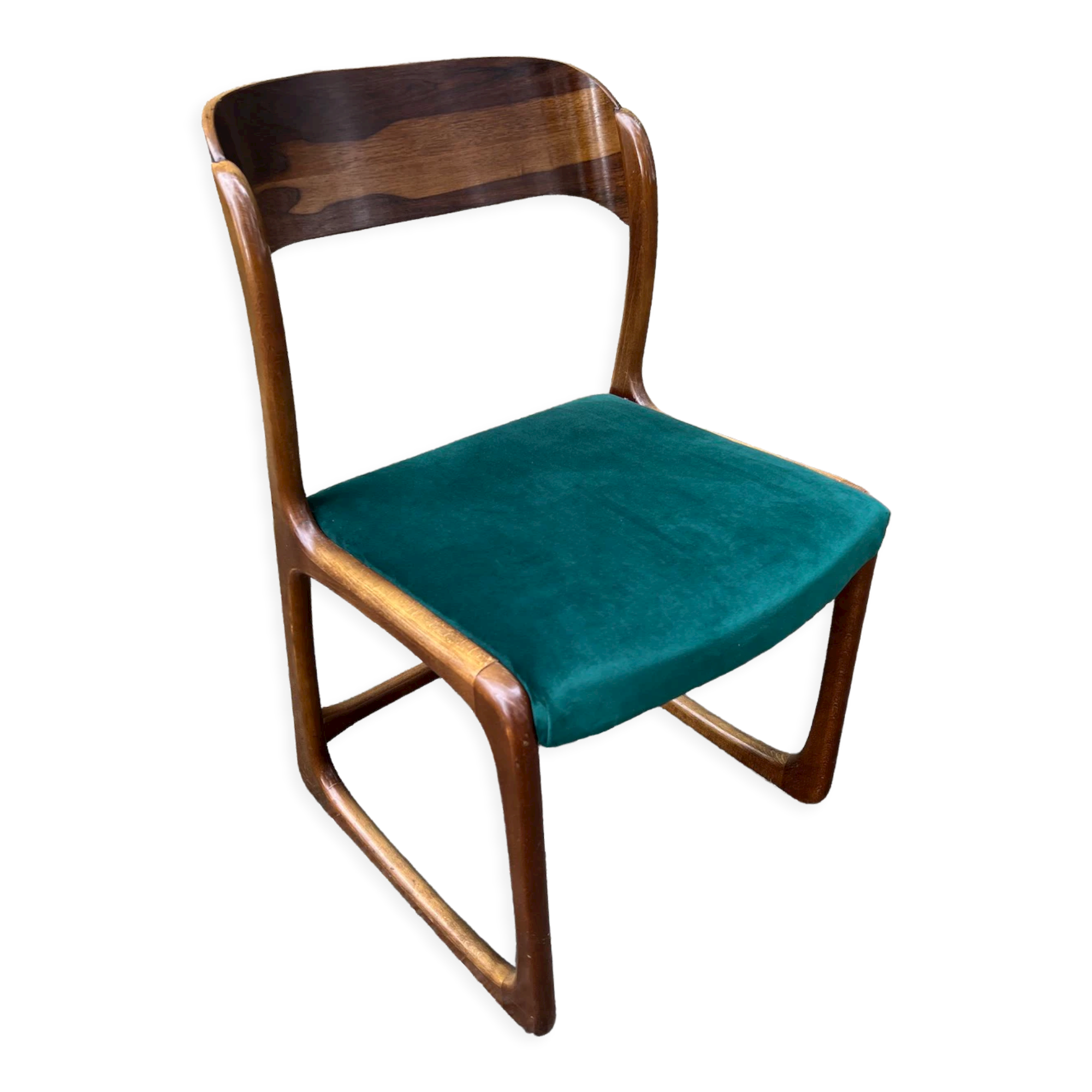 Emile and Walter Baumann walnut sleigh chair 60s