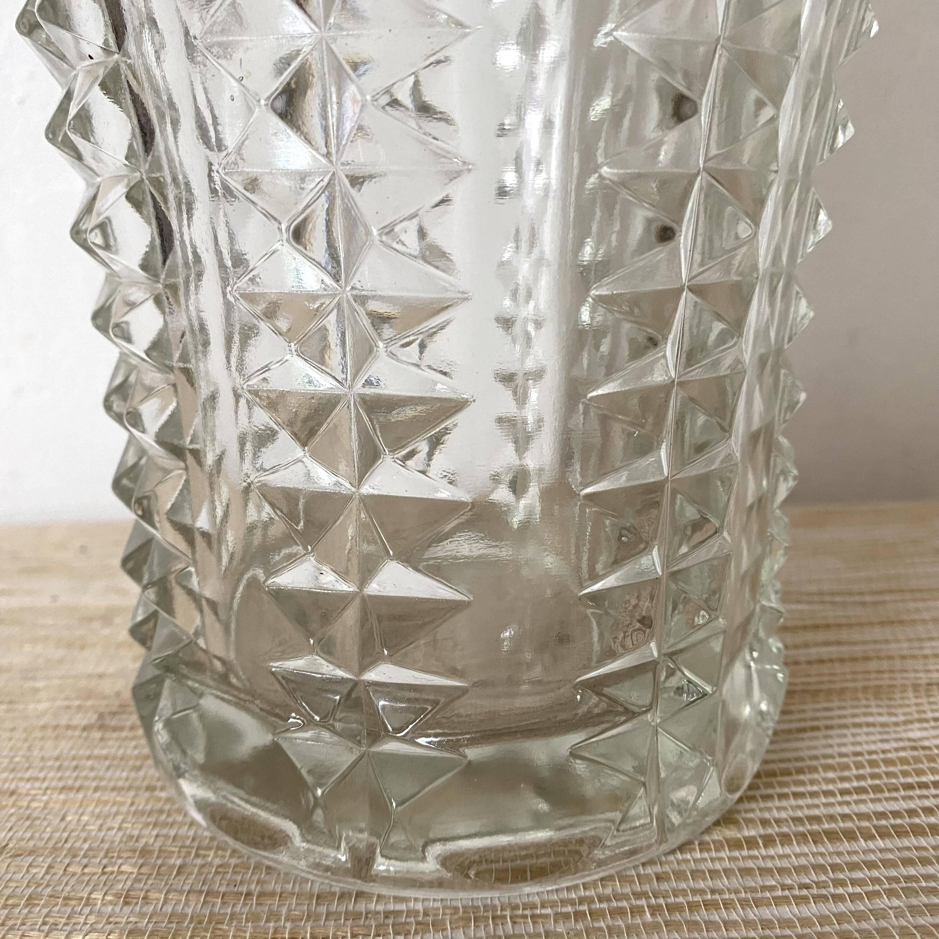 Grand Vase vintage en verre moulé 30 cm