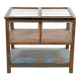 Display case in patinated wood