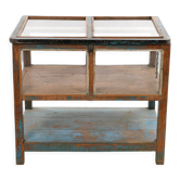 Display case in patinated wood