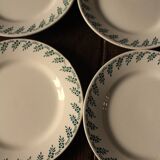 A set of 8 small plates Terre de Fer flowers green Choisy le Roi