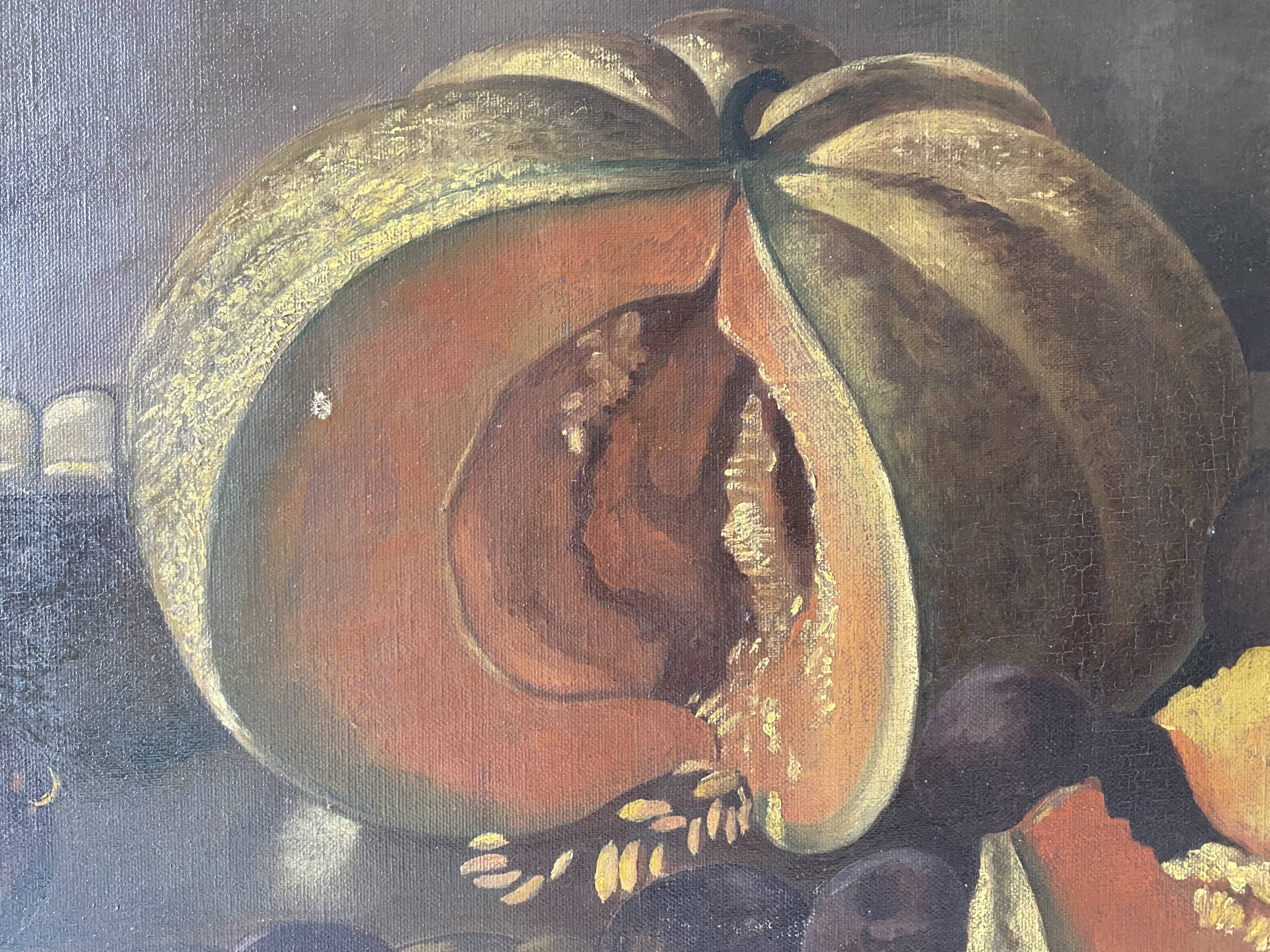 Nature morte à l'huile sur toile 1911, tableau ancien signée F. Lallier