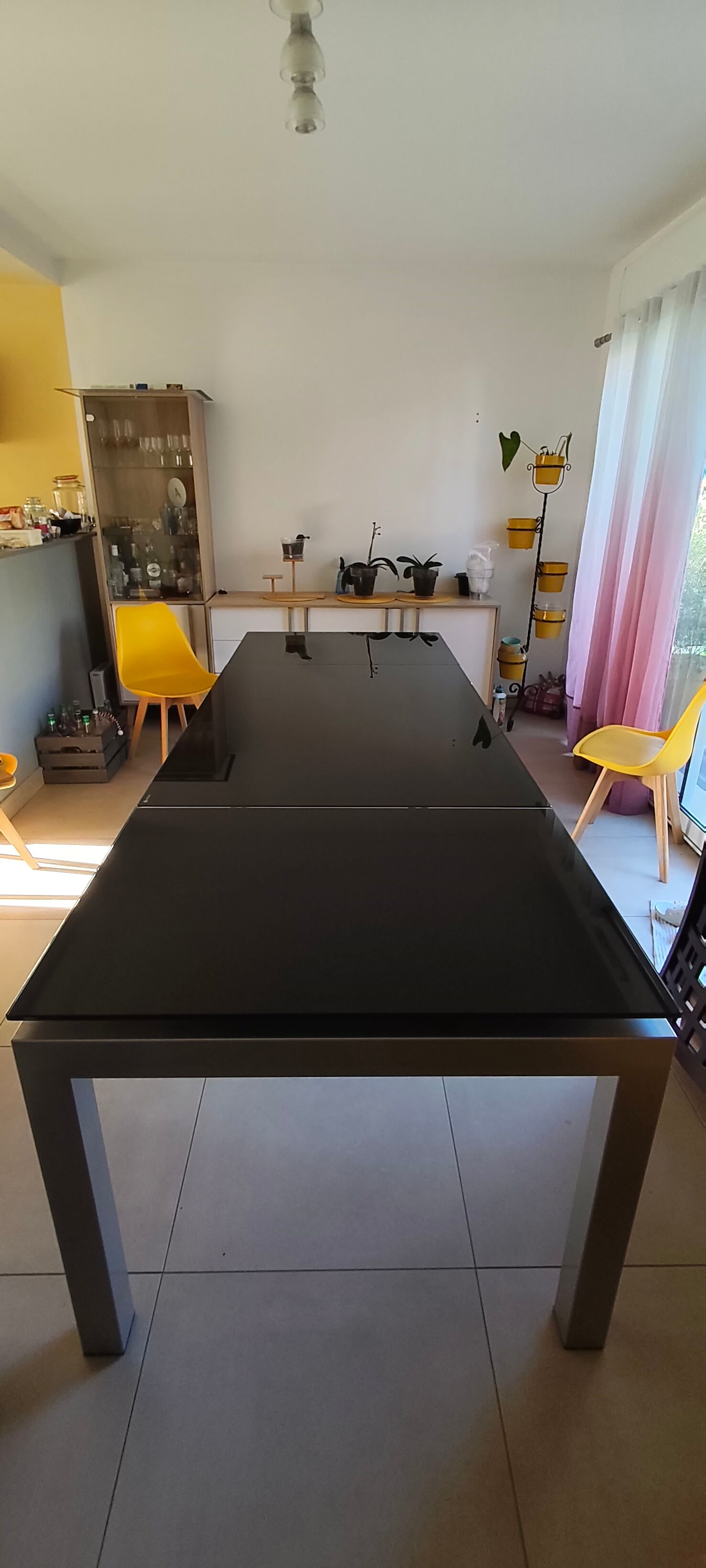 Table calligaris extensible métal/verre trempé