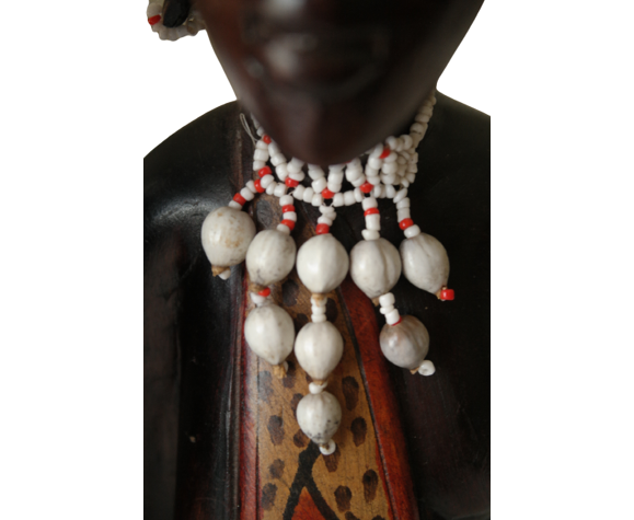 Paire de serre livres buste africain en bois exotique | Selency