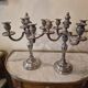 Pair of four-light candelabra in silver-plated metal in Louis style.