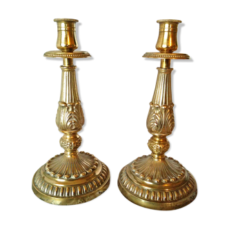 Pair of torches, in gilded bronze