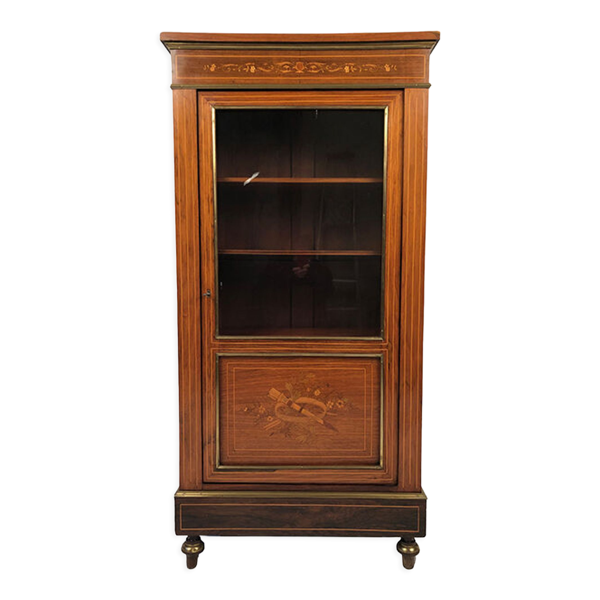 Louis XVI style showcase in wood inlaid late nineteenth, early twentieth