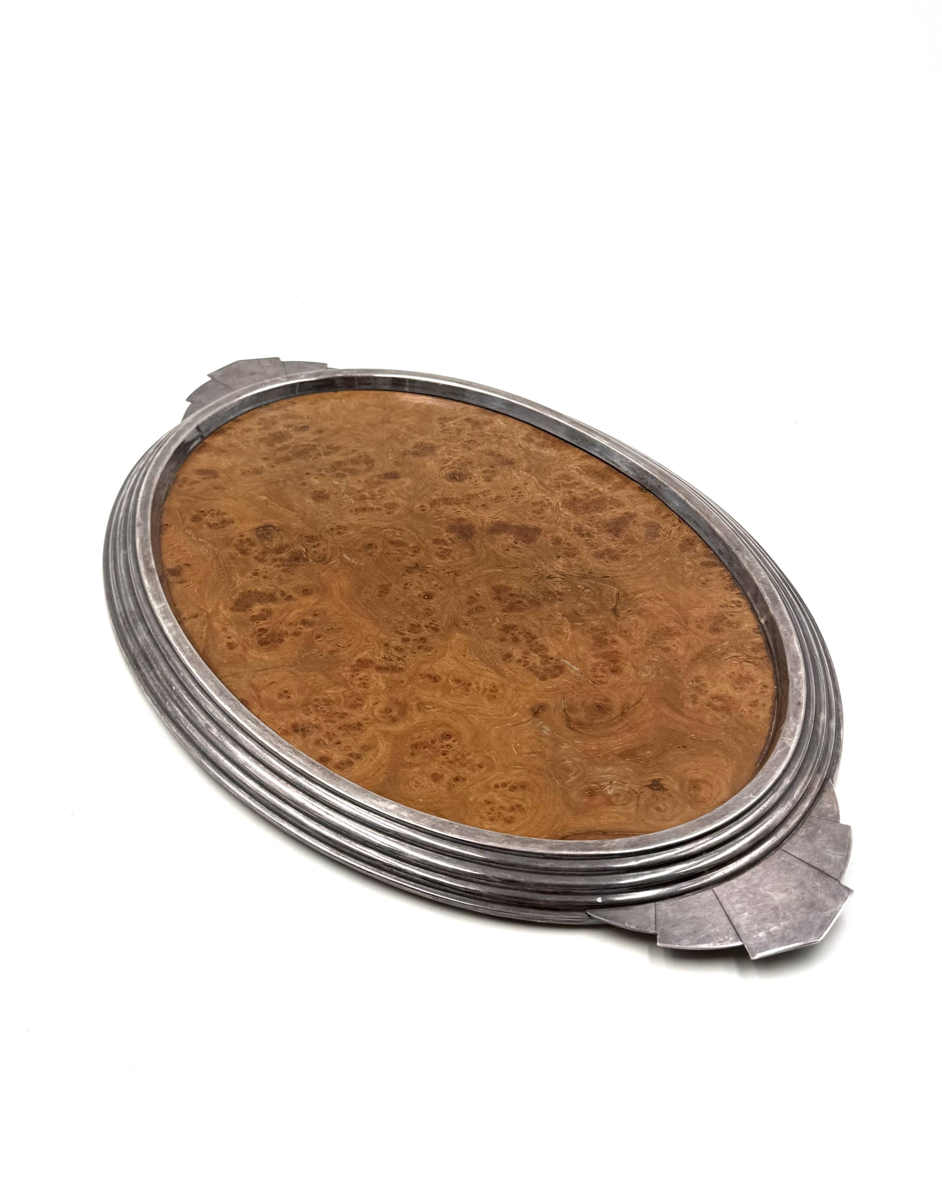 Art Deco burl wood tray, France 1930s