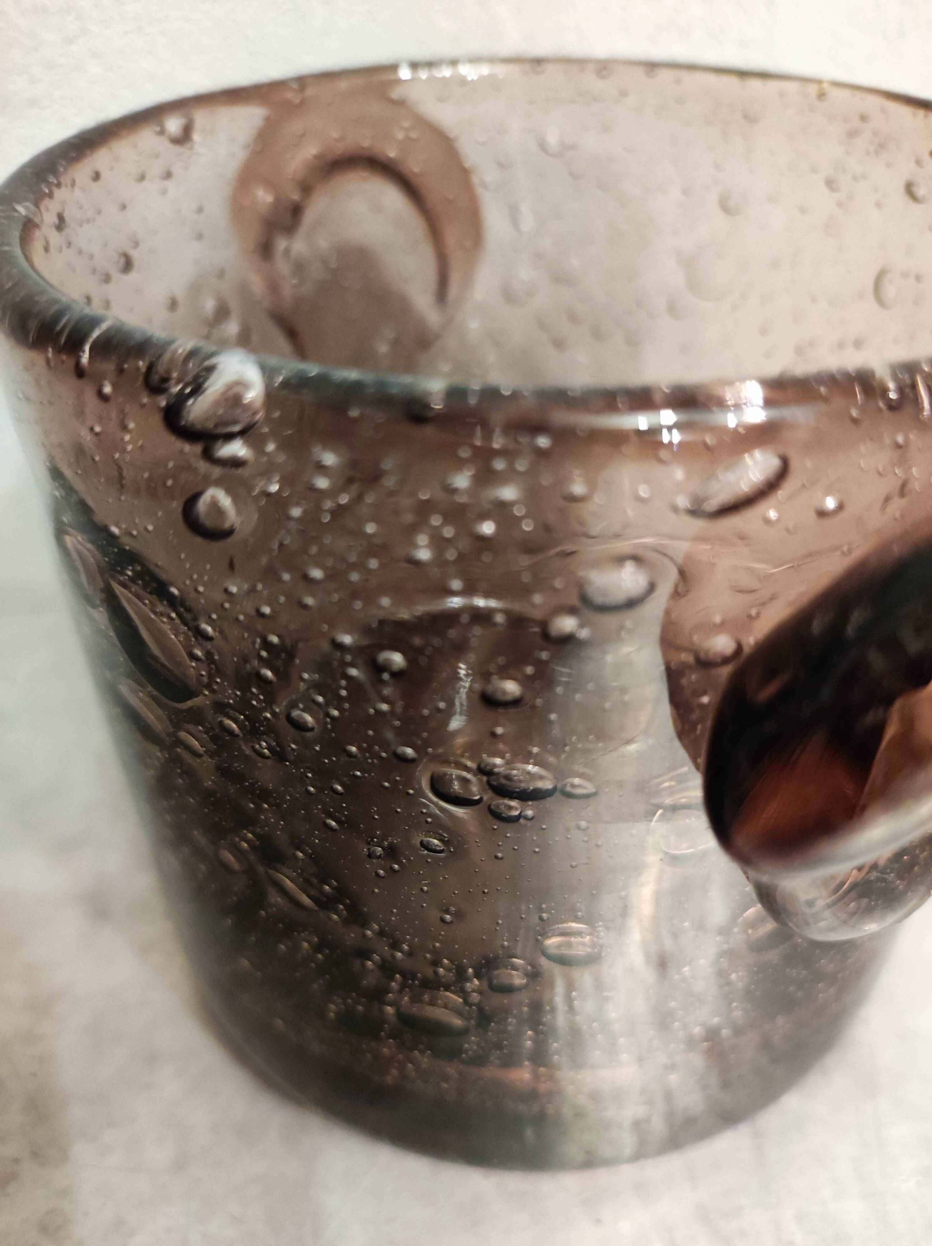 Bubble glass jar, purple tinted, Biot, 1950