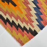 5x6 Green & Blue Tribal Hand Woven Kilim Area Rug, 160x190Cm