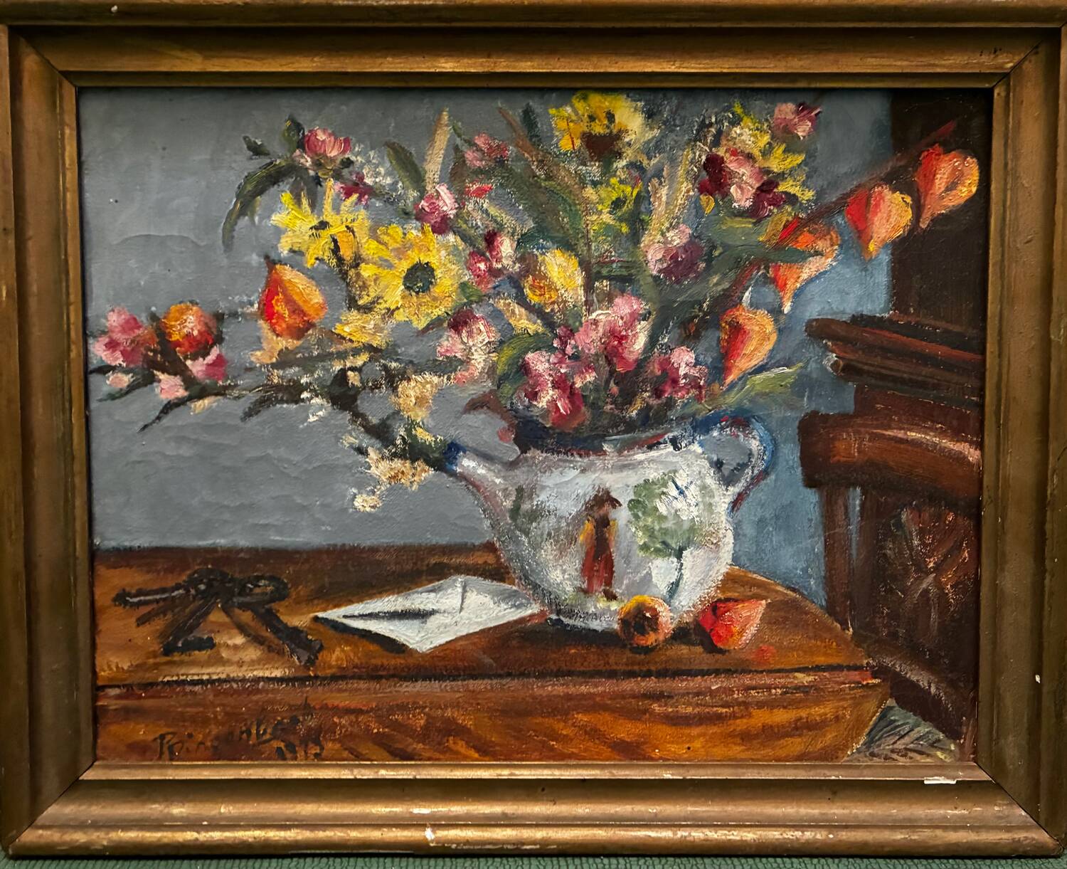 Still life painting with flowers and keys, 1973