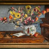 Still life painting with flowers and keys, 1973