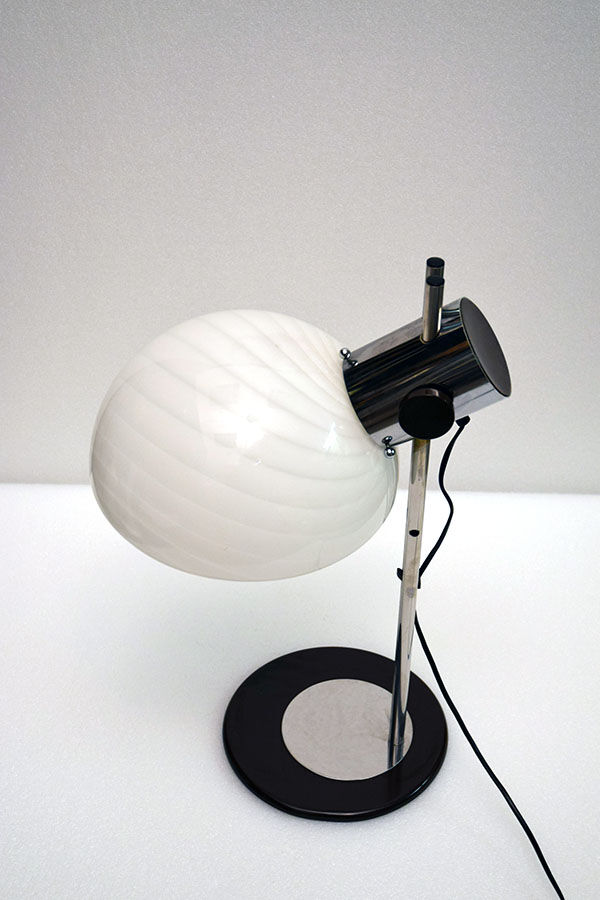 70's table lamp in glass and metal produced by Zonca