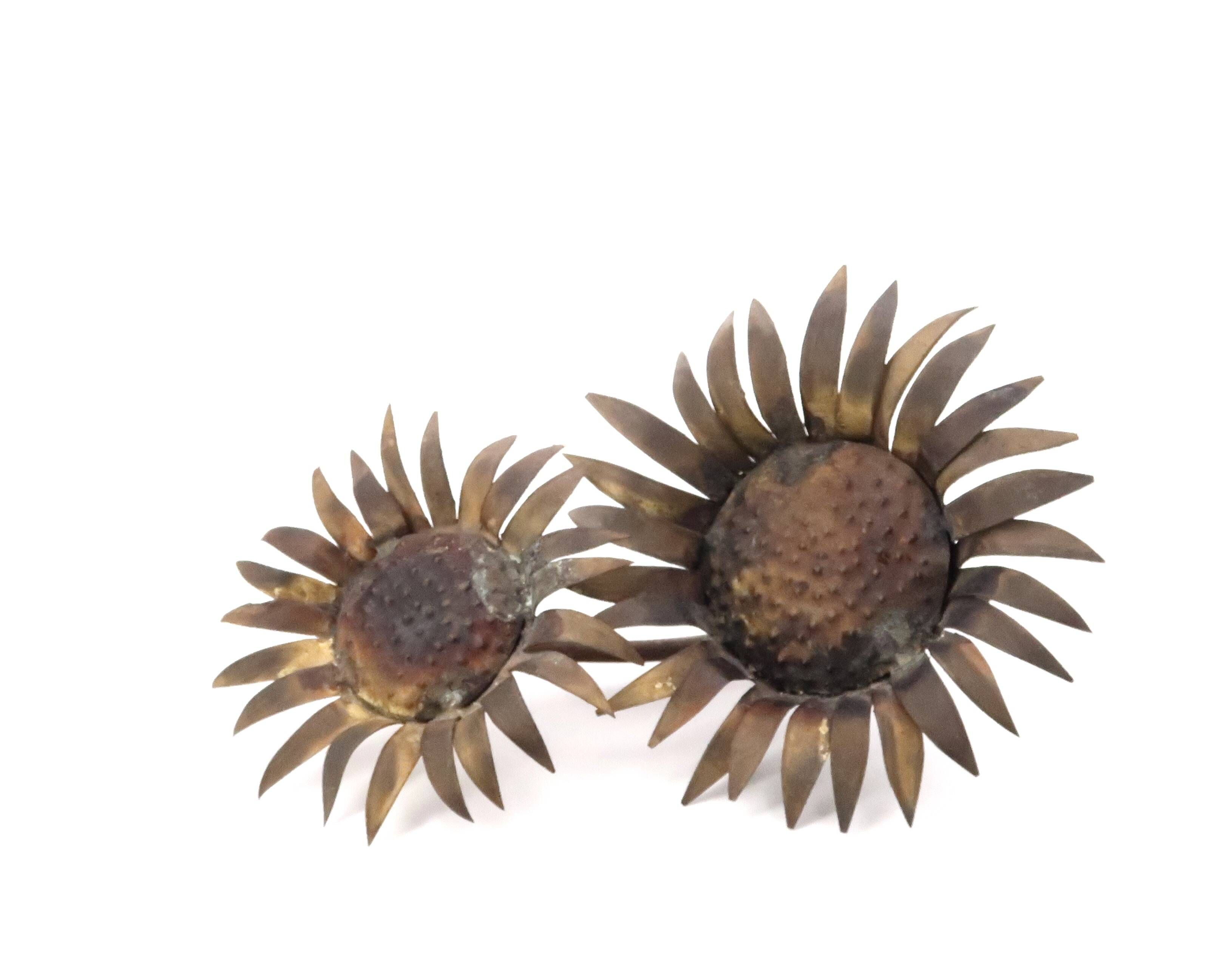 Brutalist brass sunflower sculpture, 1950s