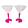 Pair of bright pink cocktail glasses from the 80s.