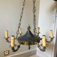 Suspension/chandelier, metal and bronze, 6 arms candles