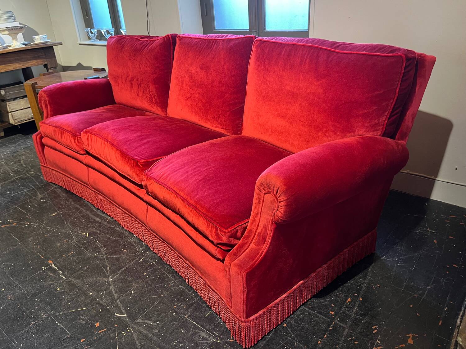 1970s velvet sofa