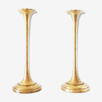 Brass flower candlesticks