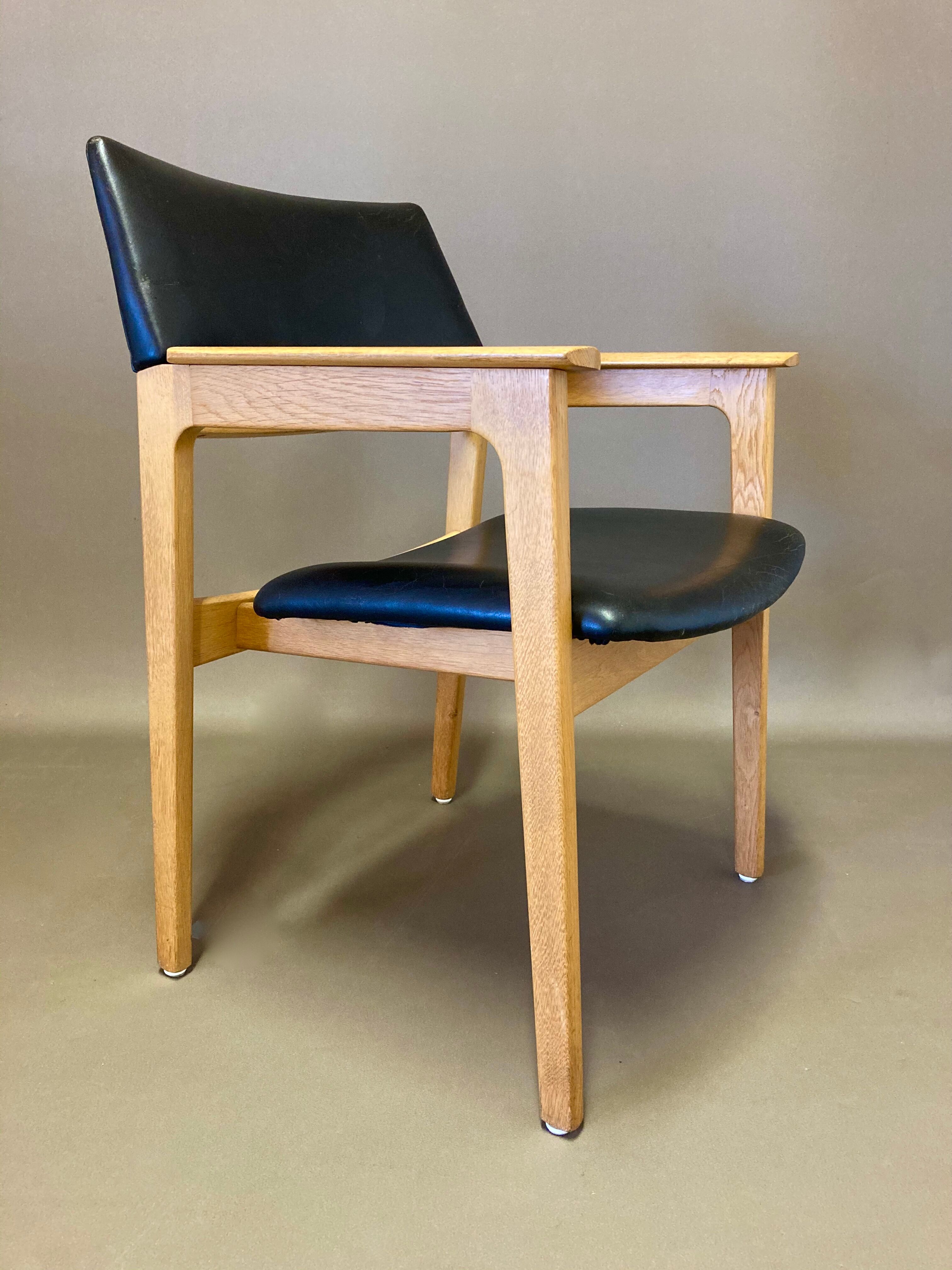 Black leather armchair scandinavian 1950