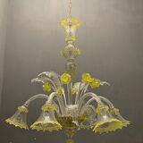 Italian flower chandelier in murano glass, 1960s