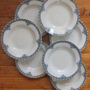 7 ironstone soup plates from Adrianople, Saint Amand and Hamage