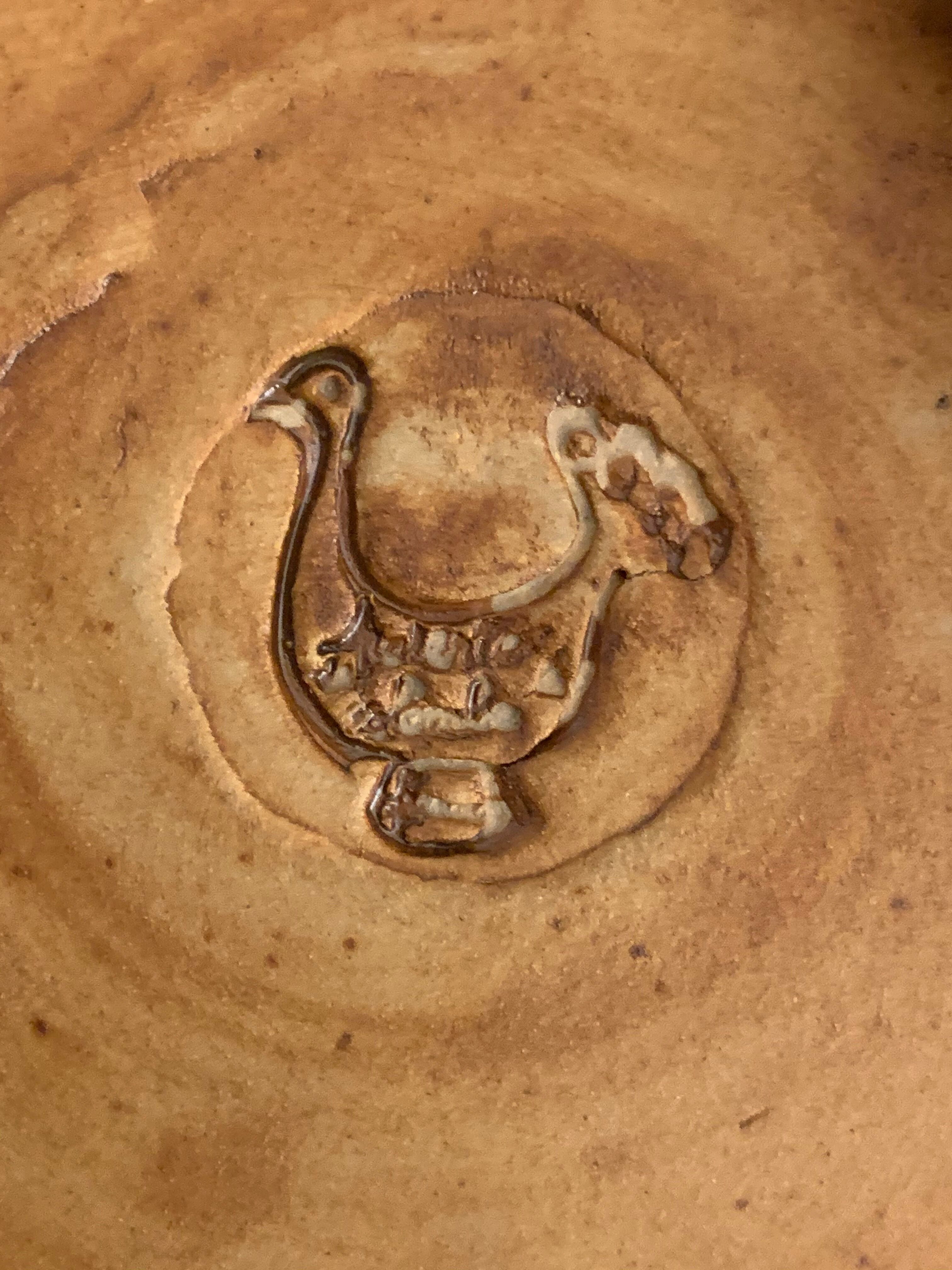 5 plates flat sunflower, Poterie de la Colombe, Vallauris style, 1970