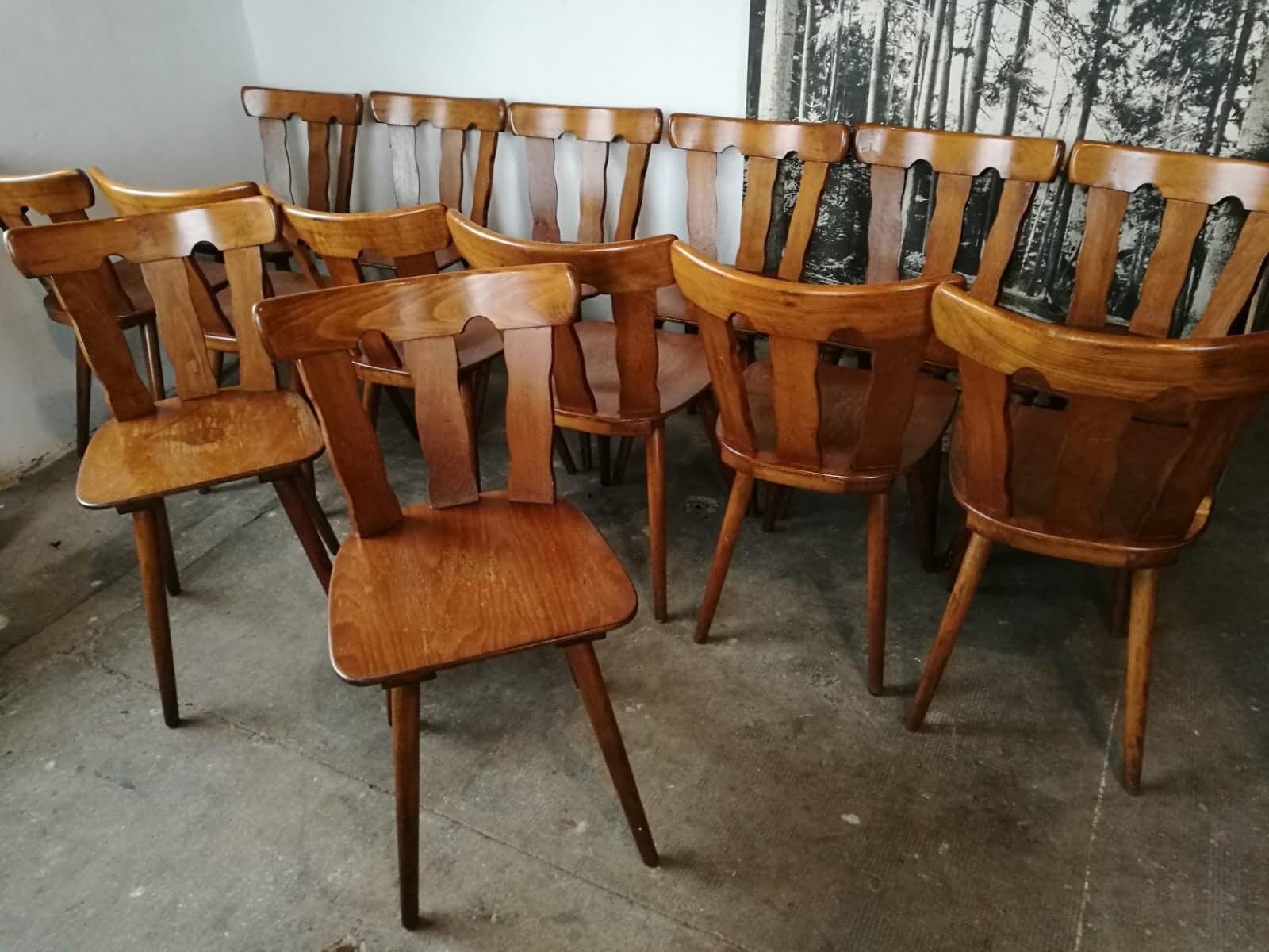 Lot of 14 vintage bistro chairs