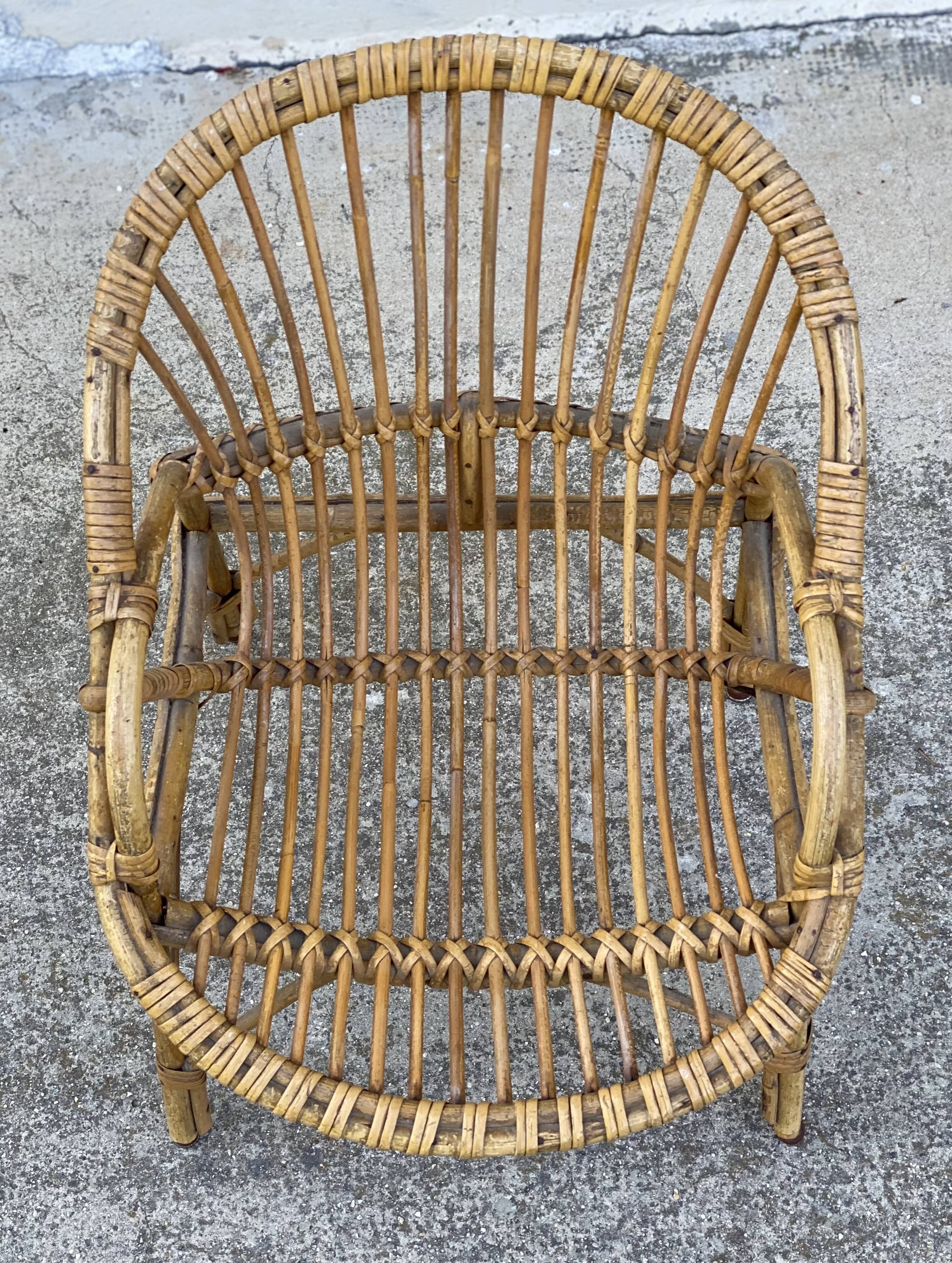 Fauteuil rotin pour enfant vintage 1960