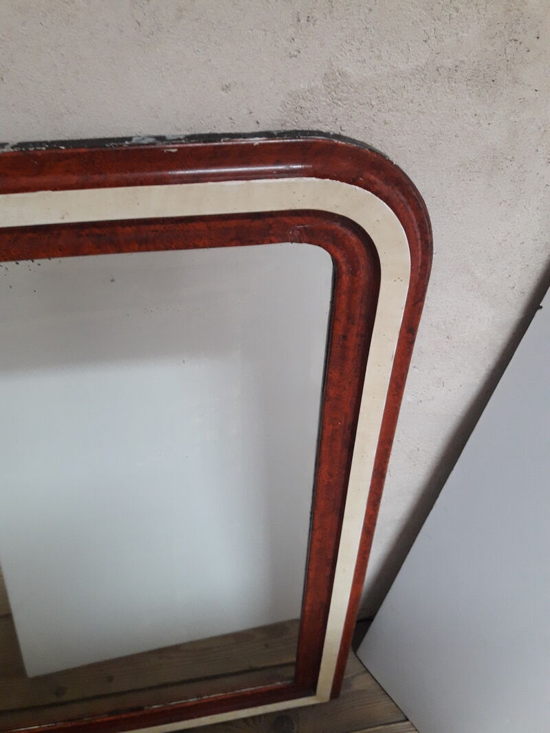 Miroir Louis Philippe H112xL76 laque bordeaux blanc crème