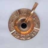 Cendrier et porte bougie en bronze avec les 12 signes astrologiques du zodiaque