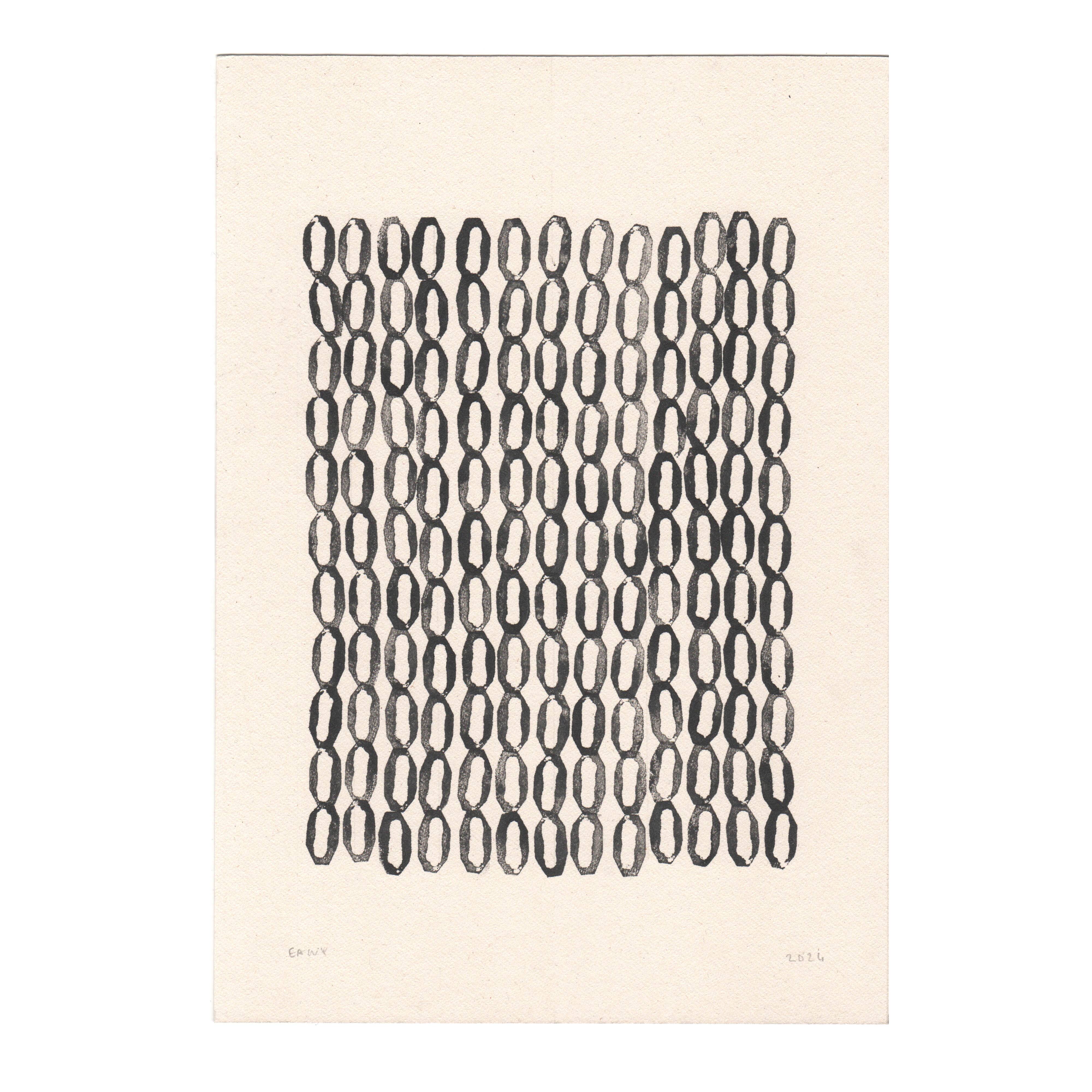 Collection de 4 peintures abstraites noires sur papier signées eawy