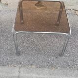 Vintage coffee table chrome and smoked glass