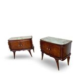 Tables de chevet plaquées en palissandre avec plateau en onyx vert