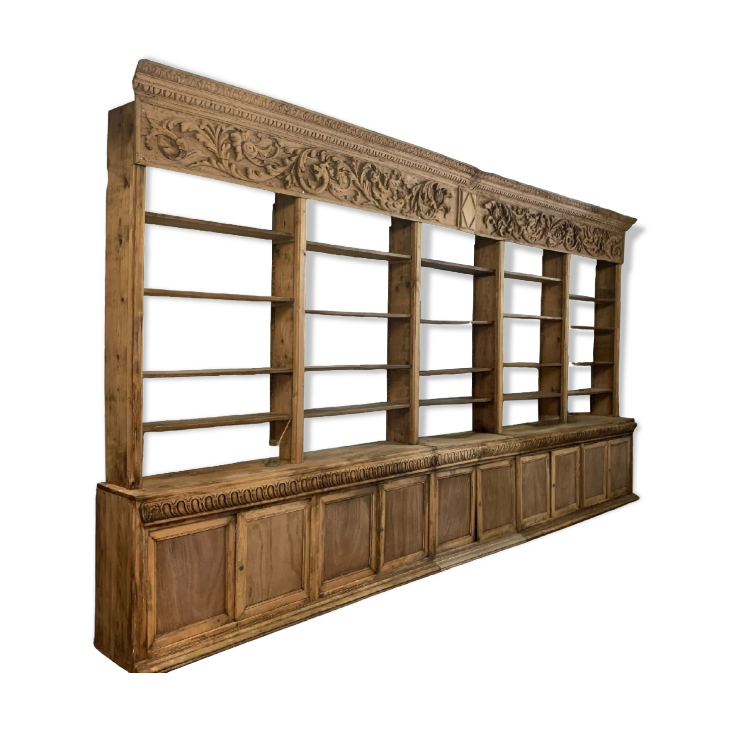 Large natural wood bookcase late nineteenth