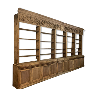 Large natural wood bookcase late nineteenth