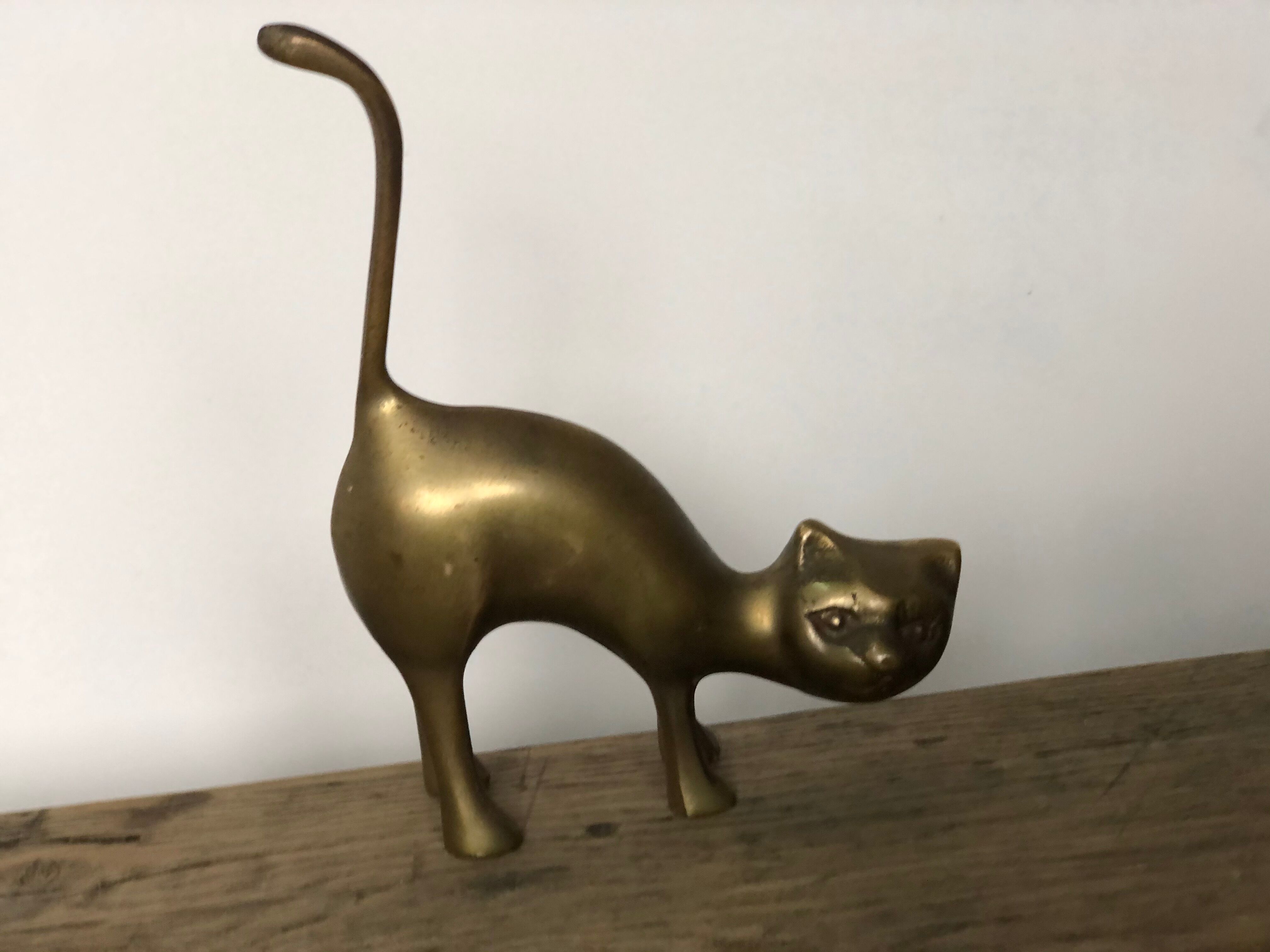 Animaux "le chat et le chevreuil" en laiton doré vintage 60