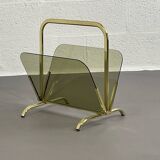 Magazine holder in brass and glass