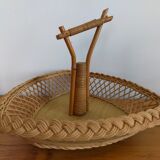 Fruit basket or tray in vintage wicker rattan