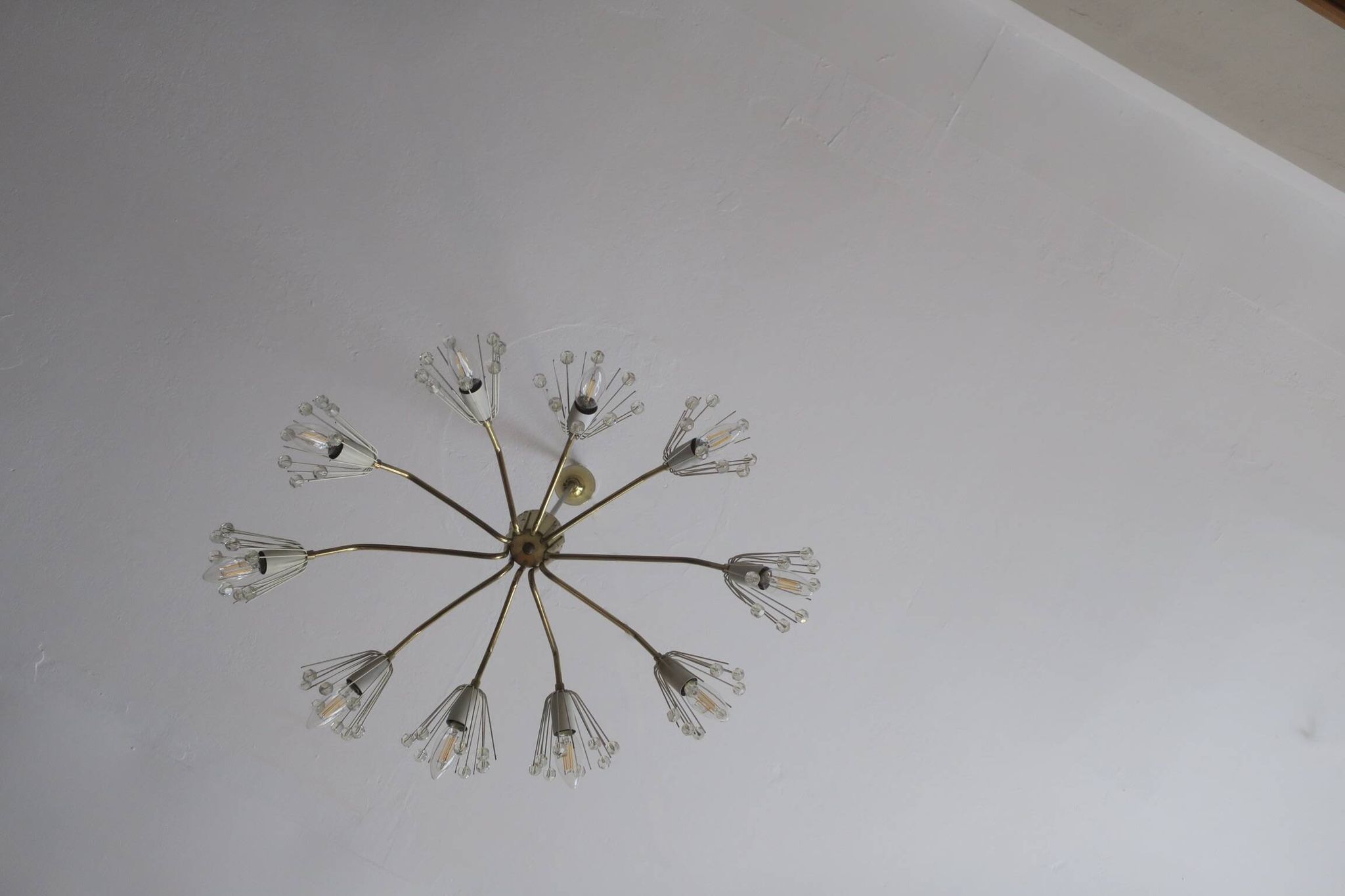 Mid century Austrian elliptical brass and glass chandelier, 1950s