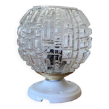 Ceiling light or globe wall light, moulded glass, 14 cm, porcelain rose.
