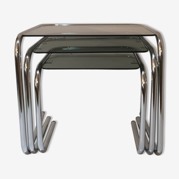 Extra cantilever table, chrome and smoked glass, 1970s