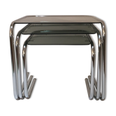 Extra cantilever table, chrome and smoked glass, 1970s