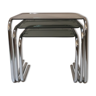 Extra cantilever table, chrome and smoked glass, 1970s