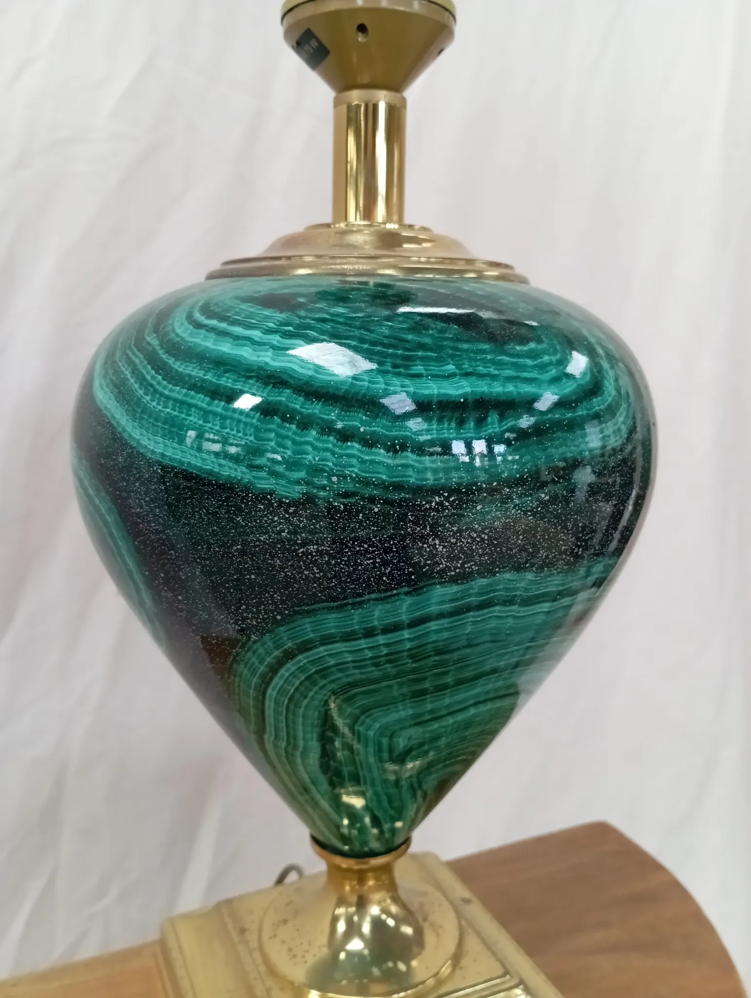 Ceramic lamp with gold metal from the 80s