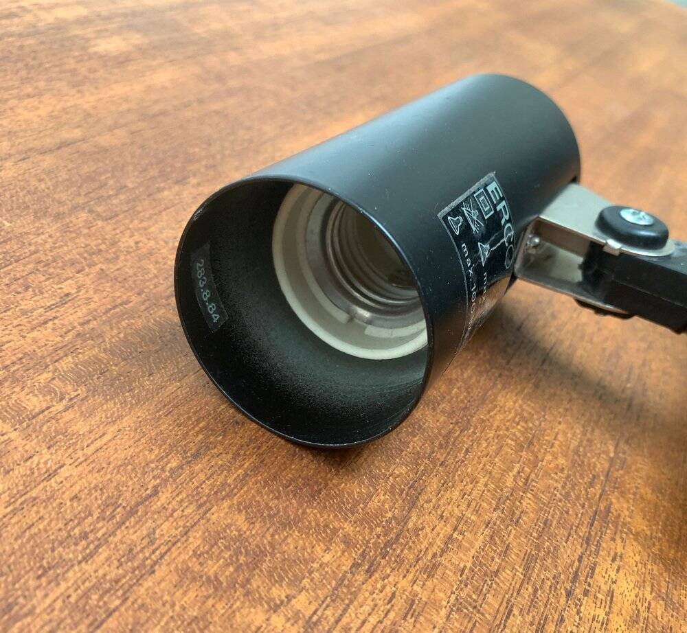 Minimalist postmodern clamp lamp by Erco, 1980s.