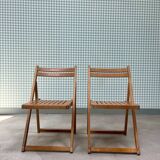Pair of 70s wooden folding chairs