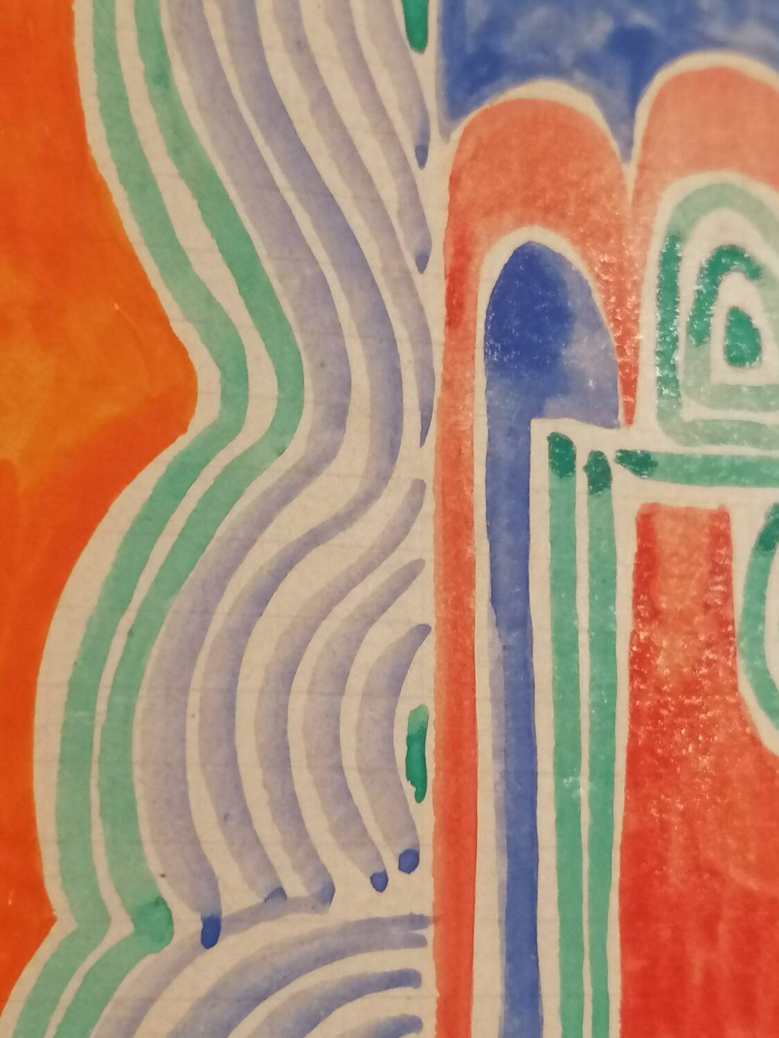 Gouache originale de Sonia DELAUNAY - Étude de tissu - Robert PERRIER