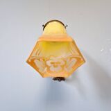 Art Nouveau wall light in bronze and satin glass, 1910s