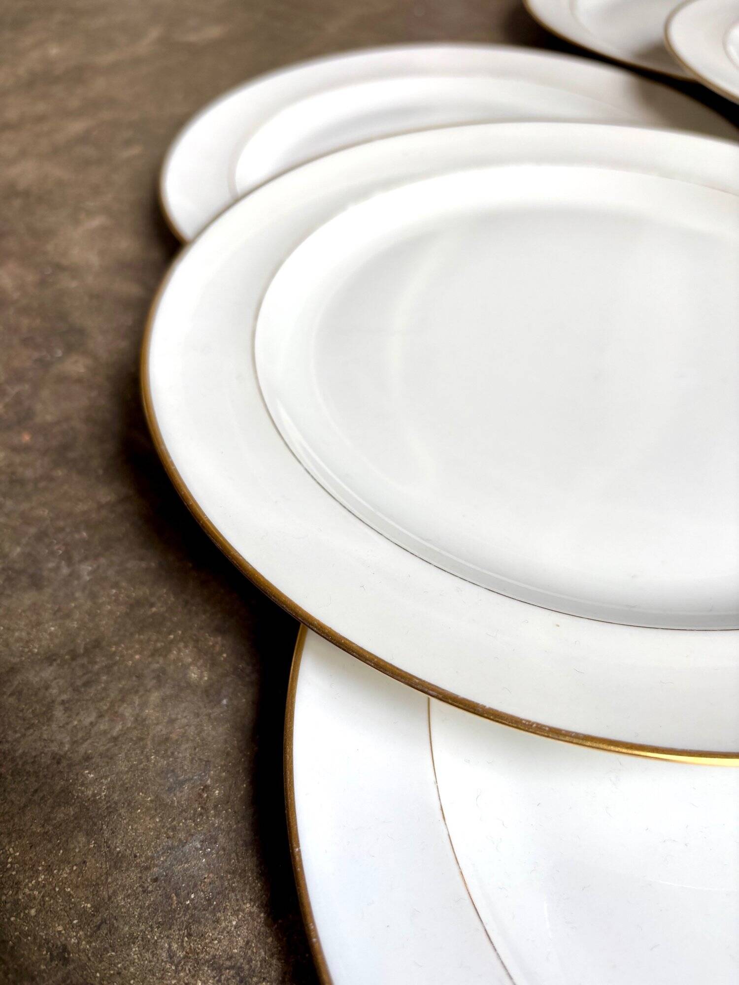 6 A. Vignaud dinner plates in gilded Limoges porcelain - Pavillon Dam